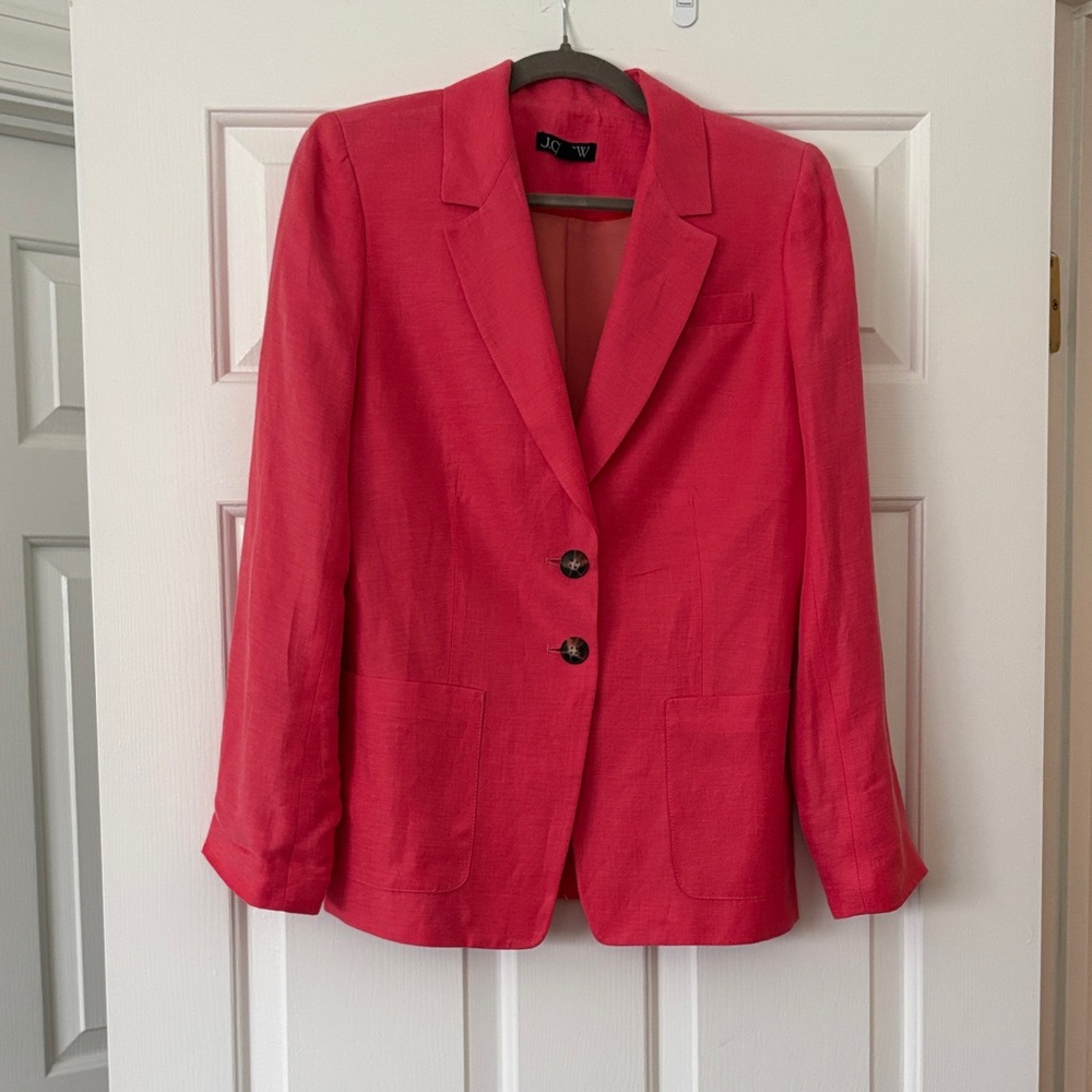 J. Crew Coral-Red Two-Button Tailored Blazer